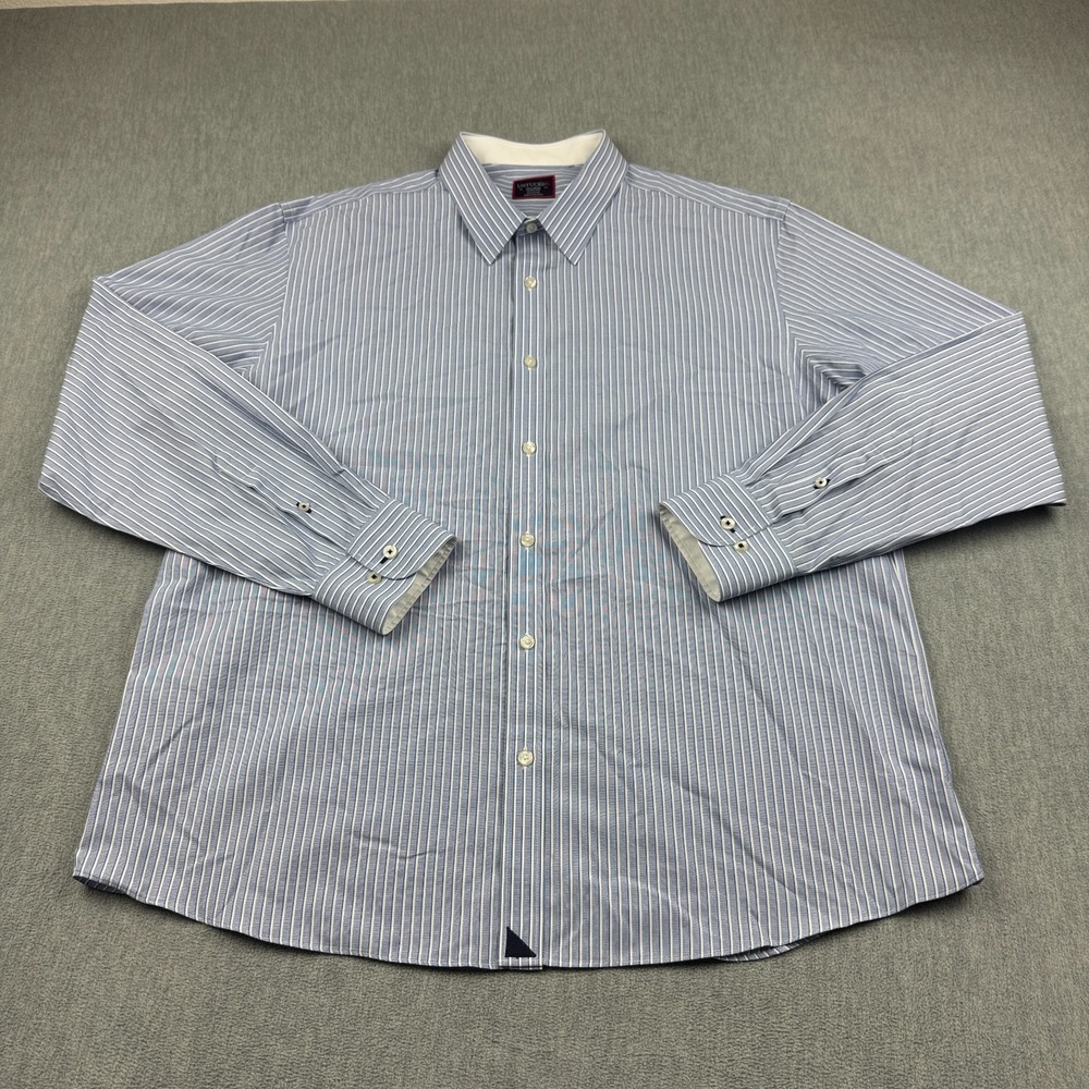 Untuckit Shirt Men 2XL XXL Blue Striped Wrinkle Free Button Up‎ Relaxed Work